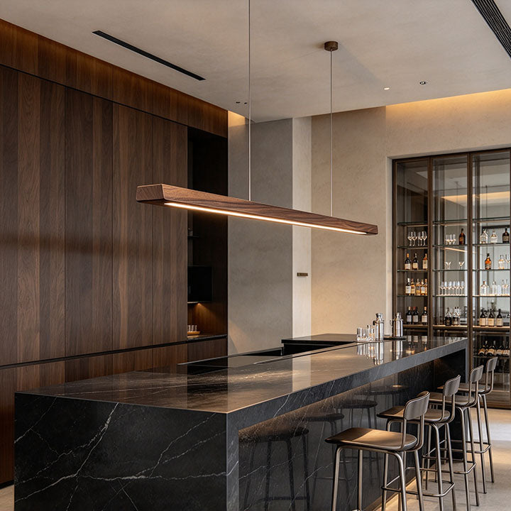 Linear Wooden Pendant Light